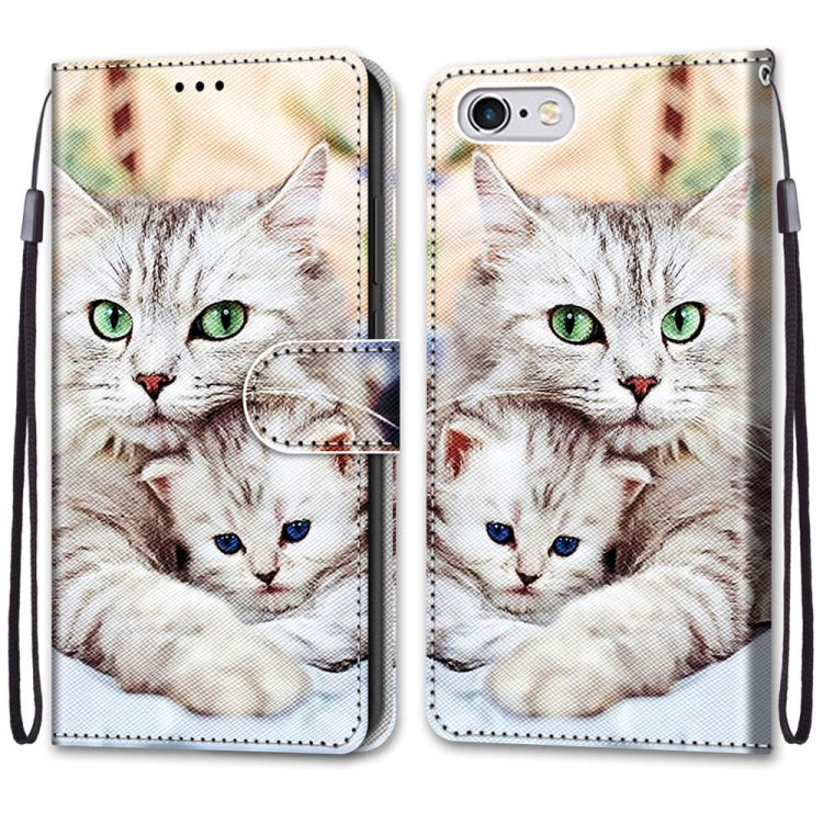Coloured Drawing Cross Texture Horizontal Flip PU Leather Case with Holder & Card Slots & Wallet & Lanyard For iPhone 6 / 6s(Big Cat Holding Kitten) - More iPhone Cases by buy2fix | Online Shopping UK | buy2fix
