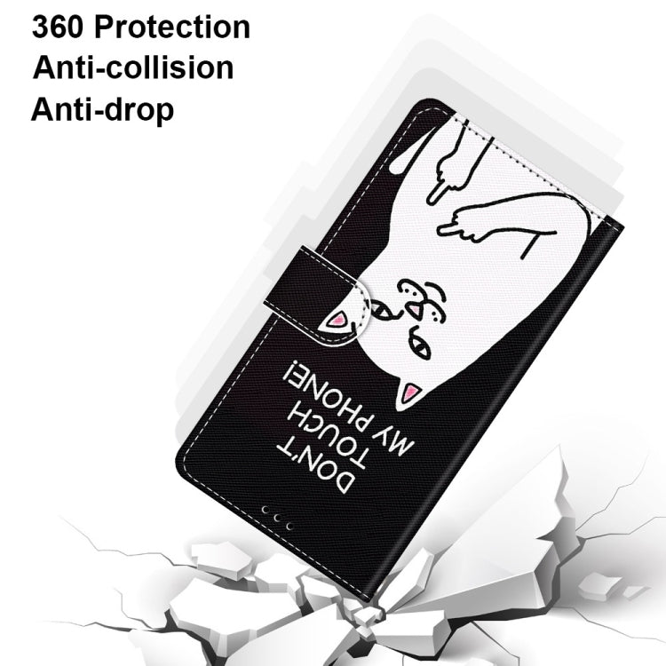 For iPhone SE 2022 / SE 2020 / 8 / 7 Coloured Drawing Cross Texture Horizontal Flip PU Leather Case with Holder & Card Slots & Wallet & Lanyard(Middle Finger White Cat) - iPhone SE 2022 / 2020 / 8 / 7 Cases by buy2fix | Online Shopping UK | buy2fix