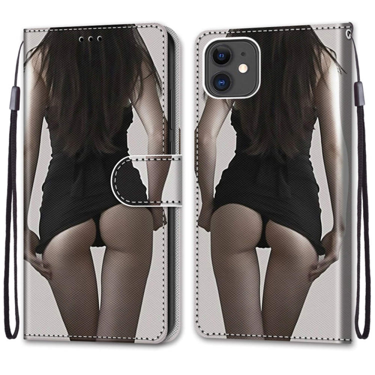 For iPhone 11 Coloured Drawing Cross Texture Horizontal Flip PU Leather Case with Holder & Card Slots & Wallet & Lanyard (Upskirt) - iPhone 11 Cases by buy2fix | Online Shopping UK | buy2fix