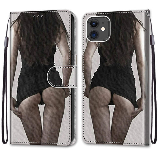 For iPhone 11 Coloured Drawing Cross Texture Horizontal Flip PU Leather Case with Holder & Card Slots & Wallet & Lanyard (Upskirt) - iPhone 11 Cases by buy2fix | Online Shopping UK | buy2fix