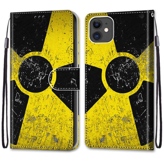 For iPhone 11 Coloured Drawing Cross Texture Horizontal Flip PU Leather Case with Holder & Card Slots & Wallet & Lanyard (Yellow Black Logo) - iPhone 11 Cases by buy2fix | Online Shopping UK | buy2fix