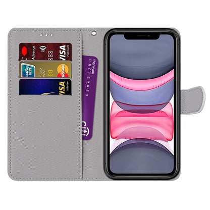 For iPhone 11 Coloured Drawing Cross Texture Horizontal Flip PU Leather Case with Holder & Card Slots & Wallet & Lanyard (B09 Golden Chain Grey Cat) - iPhone 11 Cases by buy2fix | Online Shopping UK | buy2fix