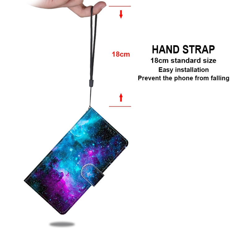 For iPhone 11 Coloured Drawing Cross Texture Horizontal Flip PU Leather Case with Holder & Card Slots & Wallet & Lanyard (Purple Green Starry Sky) - iPhone 11 Cases by buy2fix | Online Shopping UK | buy2fix