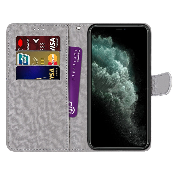 For iPhone 11 Pro Max Coloured Drawing Cross Texture Horizontal Flip PU Leather Case with Holder & Card Slots & Wallet & Lanyard (Middle Finger White Cat) - iPhone 11 Pro Max Cases by buy2fix | Online Shopping UK | buy2fix