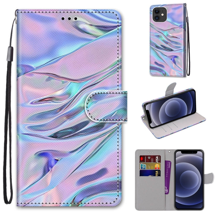 For iPhone 12 mini Coloured Drawing Cross Texture Horizontal Flip PU Leather Case with Holder & Card Slots & Wallet & Lanyard (Fluorescent Water Texture) - iPhone 12 mini Cases by buy2fix | Online Shopping UK | buy2fix
