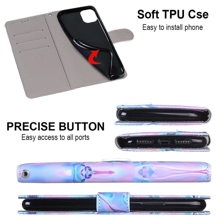For iPhone 12 mini Coloured Drawing Cross Texture Horizontal Flip PU Leather Case with Holder & Card Slots & Wallet & Lanyard (Fluorescent Water Texture) - iPhone 12 mini Cases by buy2fix | Online Shopping UK | buy2fix