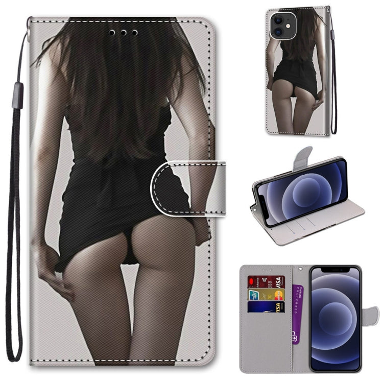 For iPhone 12 mini Coloured Drawing Cross Texture Horizontal Flip PU Leather Case with Holder & Card Slots & Wallet & Lanyard (Upskirt) - iPhone 12 mini Cases by buy2fix | Online Shopping UK | buy2fix