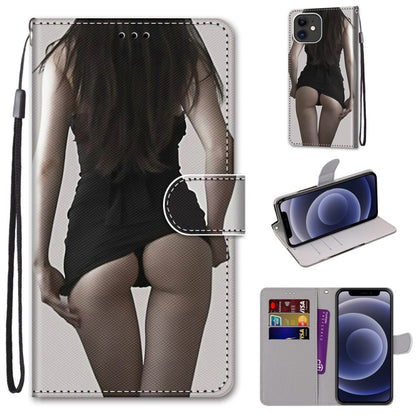 For iPhone 12 mini Coloured Drawing Cross Texture Horizontal Flip PU Leather Case with Holder & Card Slots & Wallet & Lanyard (Upskirt) - iPhone 12 mini Cases by buy2fix | Online Shopping UK | buy2fix