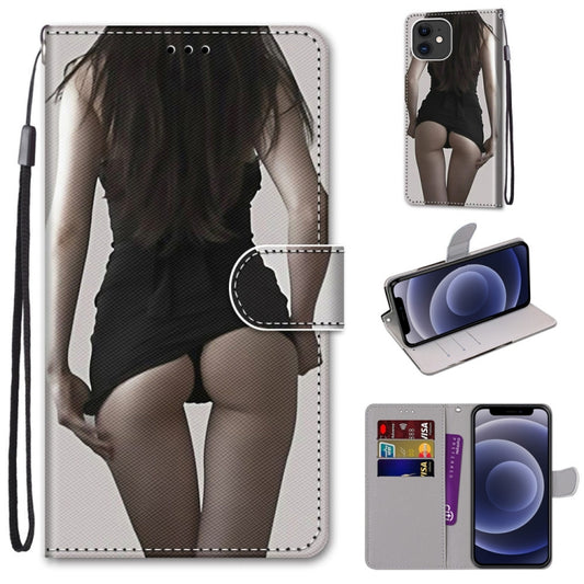 For iPhone 12 mini Coloured Drawing Cross Texture Horizontal Flip PU Leather Case with Holder & Card Slots & Wallet & Lanyard (Upskirt) - iPhone 12 mini Cases by buy2fix | Online Shopping UK | buy2fix