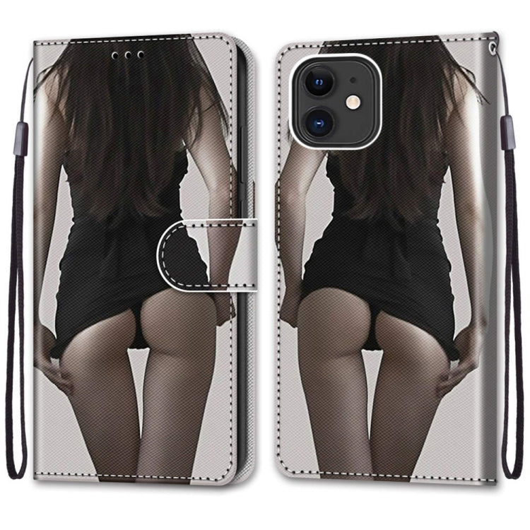 For iPhone 12 mini Coloured Drawing Cross Texture Horizontal Flip PU Leather Case with Holder & Card Slots & Wallet & Lanyard (Upskirt) - iPhone 12 mini Cases by buy2fix | Online Shopping UK | buy2fix