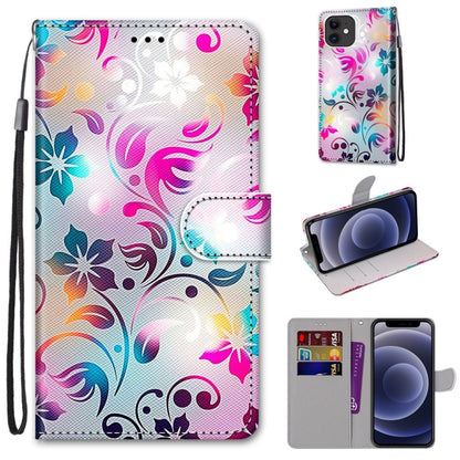 For iPhone 12 mini Coloured Drawing Cross Texture Horizontal Flip PU Leather Case with Holder & Card Slots & Wallet & Lanyard (Gradient Colorful Flower) - iPhone 12 mini Cases by buy2fix | Online Shopping UK | buy2fix