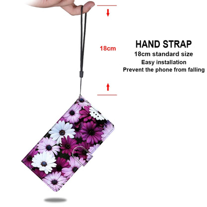 For iPhone 12 mini Coloured Drawing Cross Texture Horizontal Flip PU Leather Case with Holder & Card Slots & Wallet & Lanyard (Chrysanthemum Pink White Purple) - iPhone 12 mini Cases by buy2fix | Online Shopping UK | buy2fix