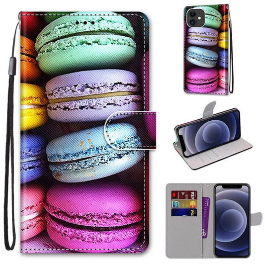 For iPhone 12 mini Coloured Drawing Cross Texture Horizontal Flip PU Leather Case with Holder & Card Slots & Wallet & Lanyard (Colorful Cakes) - iPhone 12 mini Cases by buy2fix | Online Shopping UK | buy2fix