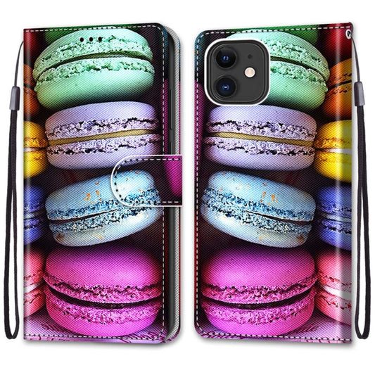 For iPhone 12 mini Coloured Drawing Cross Texture Horizontal Flip PU Leather Case with Holder & Card Slots & Wallet & Lanyard (Colorful Cakes) - iPhone 12 mini Cases by buy2fix | Online Shopping UK | buy2fix