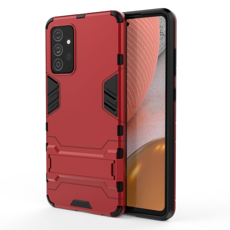 For Samsung Galaxy A72 5G(US Version) PC + TPU Shockproof Protective Case with Holder(Red) by buy2fix