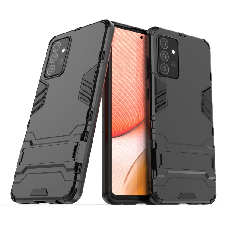 For Samsung Galaxy A72 5G(US Version) PC + TPU Shockproof Protective Case with Holder(Black) by buy2fix
