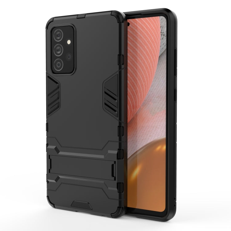 For Samsung Galaxy A72 5G(US Version) PC + TPU Shockproof Protective Case with Holder(Black) by buy2fix