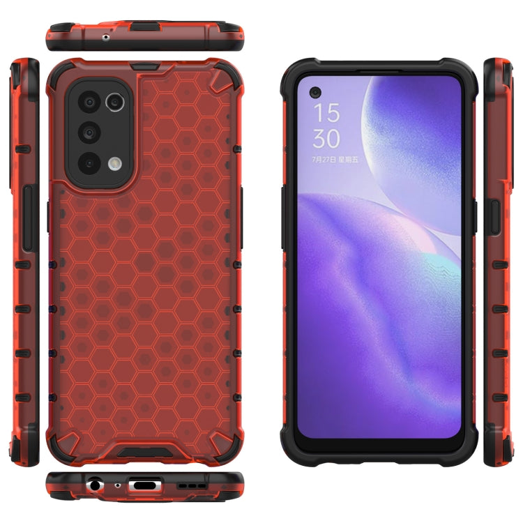 For Oppo Reno5 5G Shockproof Honeycomb PC + TPU Case(Red) - OPPO Cases by buy2fix | Online Shopping UK | buy2fix