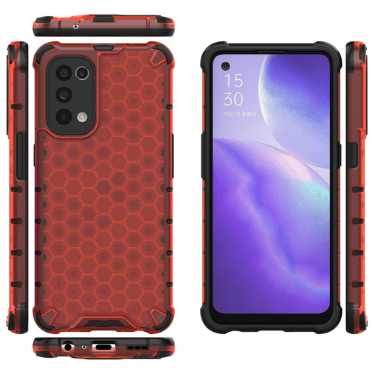 For Oppo Reno5 5G Shockproof Honeycomb PC + TPU Case(Red) - OPPO Cases by buy2fix | Online Shopping UK | buy2fix
