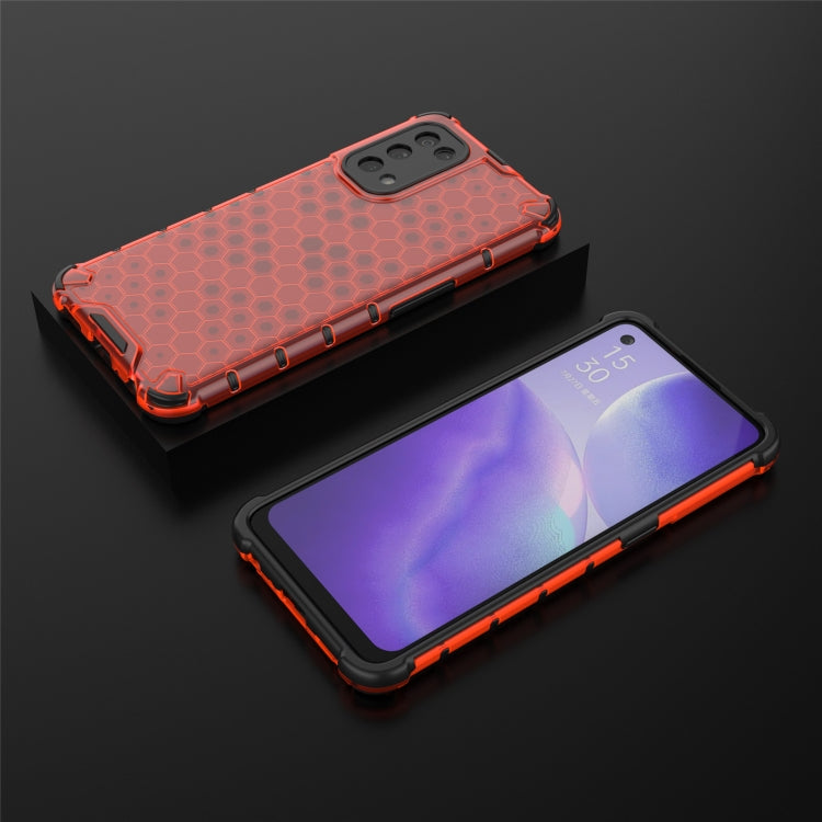 For Oppo Reno5 5G Shockproof Honeycomb PC + TPU Case(Red) - OPPO Cases by buy2fix | Online Shopping UK | buy2fix