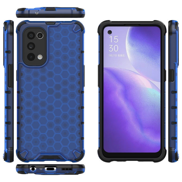 For Oppo Reno5 5G Shockproof Honeycomb PC + TPU Case(Blue) - OPPO Cases by buy2fix | Online Shopping UK | buy2fix