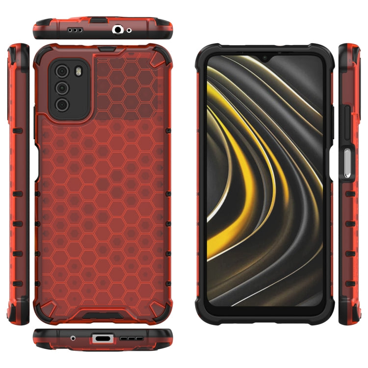 For Xiaomi Poco M3 Shockproof Honeycomb PC + TPU Case(Red) - Xiaomi Cases by buy2fix | Online Shopping UK | buy2fix