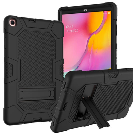 For Samsung Galaxy Tab A 10.1 (2019) / T510 Contrast Color Robot Shockproof Silicone + PC Protective Case with Holder(Black) - Tab A 10.1 (2019) T510 / T515 by buy2fix | Online Shopping UK | buy2fix