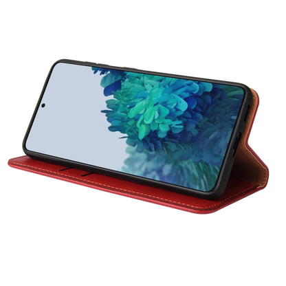 For Samsung Galaxy S21 5G Fierre Shann PU Genuine Leather Texture Horizontal Flip Leather Case with Holder & Card Slots & Wallet(Red) - Galaxy S21 5G Cases by FIERRE SHANN | Online Shopping UK | buy2fix