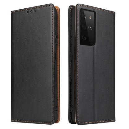 For Samsung Galaxy S21 Ultra 5G Fierre Shann PU Genuine Leather Texture Horizontal Flip Leather Case with Holder & Card Slots & Wallet(Black) - Galaxy S21 Ultra 5G Cases by FIERRE SHANN | Online Shopping UK | buy2fix