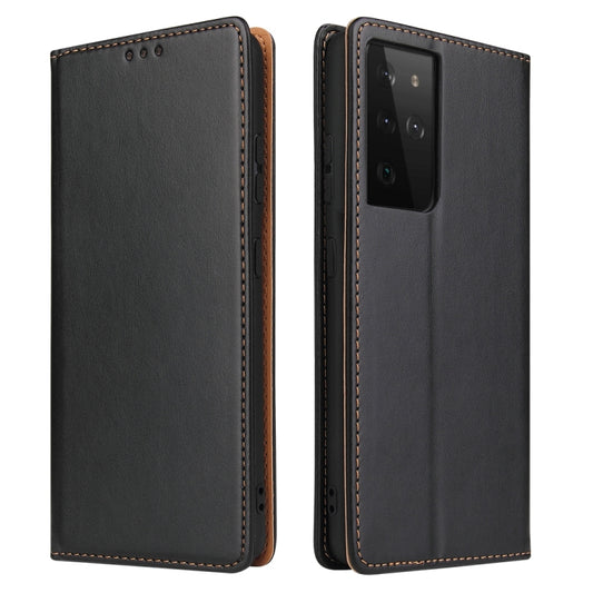 For Samsung Galaxy S21 Ultra 5G Fierre Shann PU Genuine Leather Texture Horizontal Flip Leather Case with Holder & Card Slots & Wallet(Black) - Galaxy S21 Ultra 5G Cases by FIERRE SHANN | Online Shopping UK | buy2fix