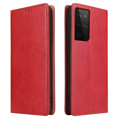 For Samsung Galaxy S21 Ultra 5G Fierre Shann PU Genuine Leather Texture Horizontal Flip Leather Case with Holder & Card Slots & Wallet(Red) - Galaxy S21 Ultra 5G Cases by FIERRE SHANN | Online Shopping UK | buy2fix