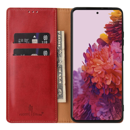 For Samsung Galaxy S21 Ultra 5G Fierre Shann PU Genuine Leather Texture Horizontal Flip Leather Case with Holder & Card Slots & Wallet(Red) - Galaxy S21 Ultra 5G Cases by FIERRE SHANN | Online Shopping UK | buy2fix