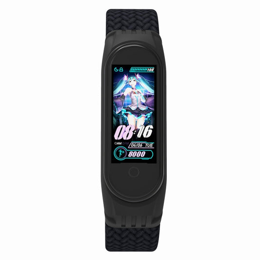 For Xiaomi Mi Band 5 / 4 / 3 / Huami Single Lap Braided Yarn + TPU Wrist Strap Watch Band, Size:S(Black) - Watch Bands by buy2fix | Online Shopping UK | buy2fix