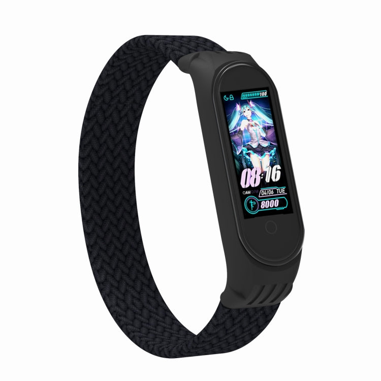 For Xiaomi Mi Band 5 / 4 / 3 / Huami Single Lap Braided Yarn + TPU Wrist Strap Watch Band, Size:S(Black) - Watch Bands by buy2fix | Online Shopping UK | buy2fix