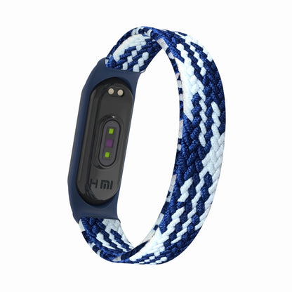 For Xiaomi Mi Band 5 / 4 / 3 / Huami Single Lap Braided Yarn + TPU Wrist Strap Watch Band, Size:S(Blue + White) - Watch Bands by buy2fix | Online Shopping UK | buy2fix