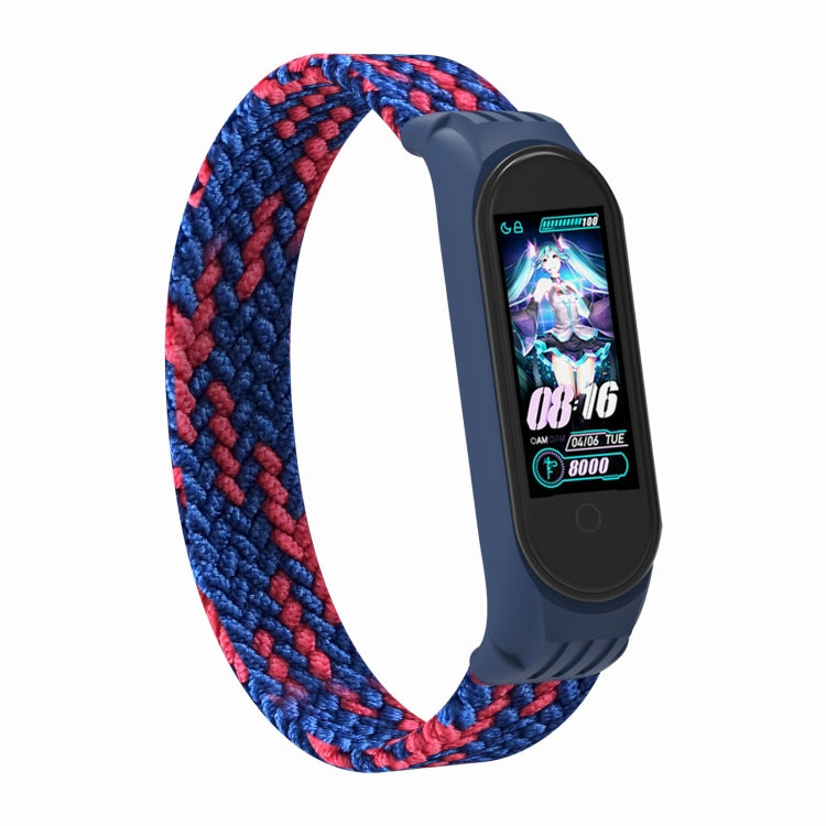 For Xiaomi Mi Band 5 / 4 / 3 / Huami Single Lap Braided Yarn + TPU Wrist Strap Watch Band, Size:S(Blue + Red) - Watch Bands by buy2fix | Online Shopping UK | buy2fix