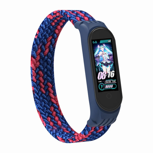 For Xiaomi Mi Band 5 / 4 / 3 / Huami Single Lap Braided Yarn + TPU Wrist Strap Watch Band, Size:S(Blue + Red) - Watch Bands by buy2fix | Online Shopping UK | buy2fix