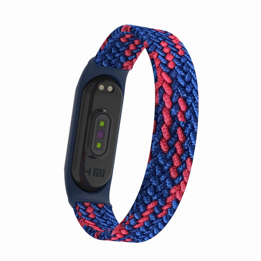 For Xiaomi Mi Band 5 / 4 / 3 / Huami Single Lap Braided Yarn + TPU Wrist Strap Watch Band, Size:S(Blue + Red) - Watch Bands by buy2fix | Online Shopping UK | buy2fix