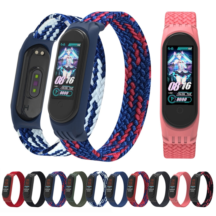 For Xiaomi Mi Band 5 / 4 / 3 / Huami Single Lap Braided Yarn + TPU Wrist Strap Watch Band, Size:S(Blue + Red) - Watch Bands by buy2fix | Online Shopping UK | buy2fix