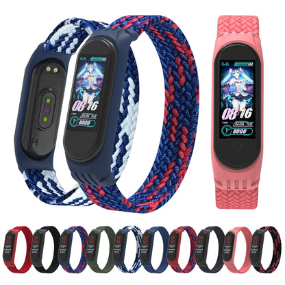 For Xiaomi Mi Band 5 / 4 / 3 / Huami Single Lap Braided Yarn + TPU Wrist Strap Watch Band, Size:S(Blue + Red) - Watch Bands by buy2fix | Online Shopping UK | buy2fix