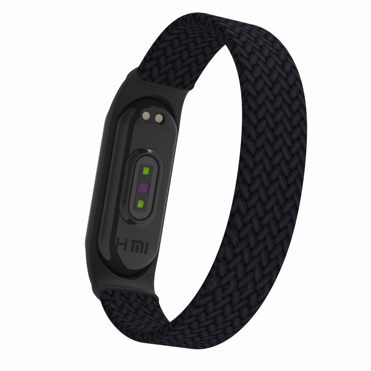 For Xiaomi Mi Band 5 / 4 / 3 / Huami Single Lap Braided Yarn + TPU Wrist Strap Watch Band, Size:M(Black) - Watch Bands by buy2fix | Online Shopping UK | buy2fix