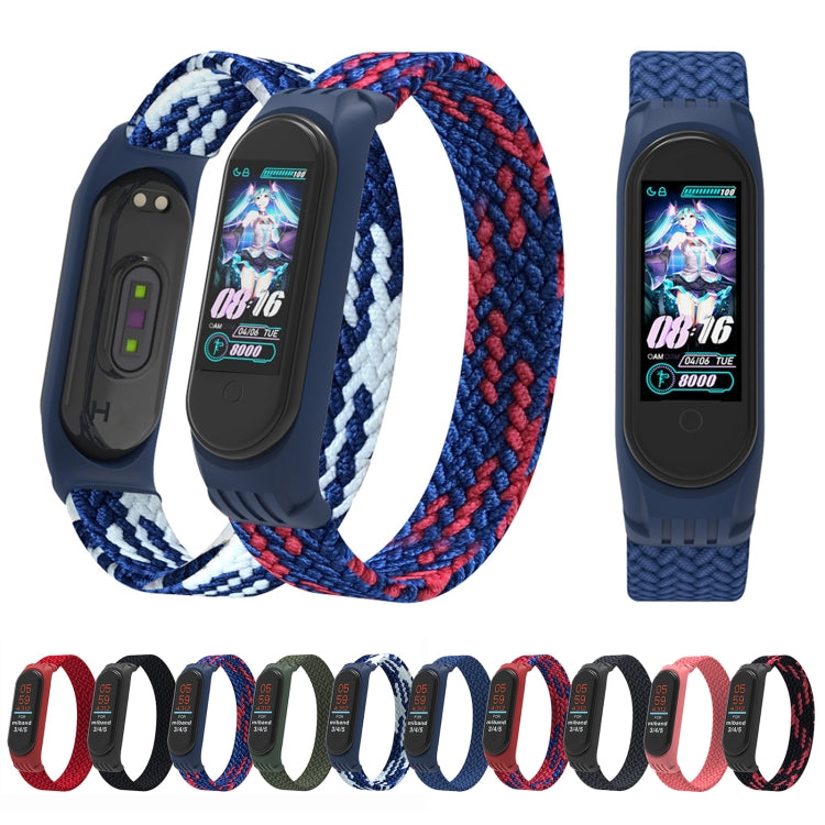 For Xiaomi Mi Band 5 / 4 / 3 / Huami Single Lap Braided Yarn + TPU Wrist Strap Watch Band, Size:M(Black) - Watch Bands by buy2fix | Online Shopping UK | buy2fix