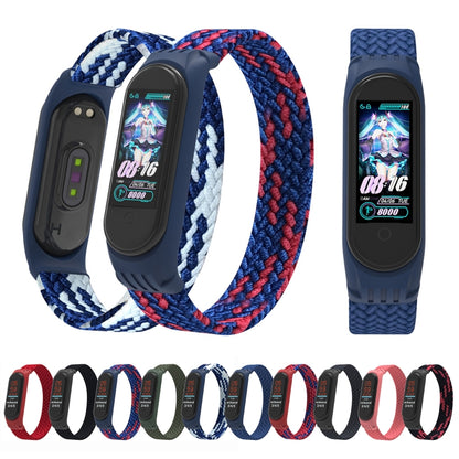 For Xiaomi Mi Band 5 / 4 / 3 / Huami Single Lap Braided Yarn + TPU Wrist Strap Watch Band, Size:M(Black) - Watch Bands by buy2fix | Online Shopping UK | buy2fix