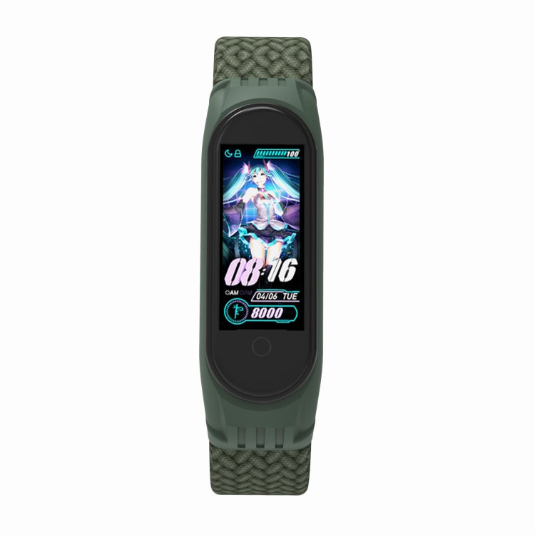 For Xiaomi Mi Band 5 / 4 / 3 / Huami Single Lap Braided Yarn + TPU Wrist Strap Watch Band, Size:L(Dark Green) - Watch Bands by buy2fix | Online Shopping UK | buy2fix