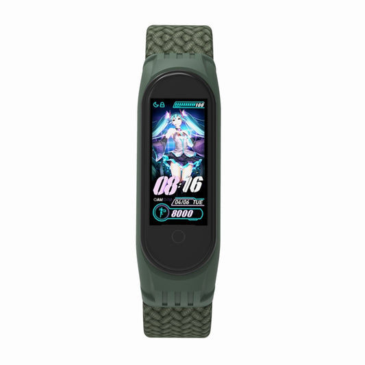 For Xiaomi Mi Band 5 / 4 / 3 / Huami Single Lap Braided Yarn + TPU Wrist Strap Watch Band, Size:L(Dark Green) - Watch Bands by buy2fix | Online Shopping UK | buy2fix