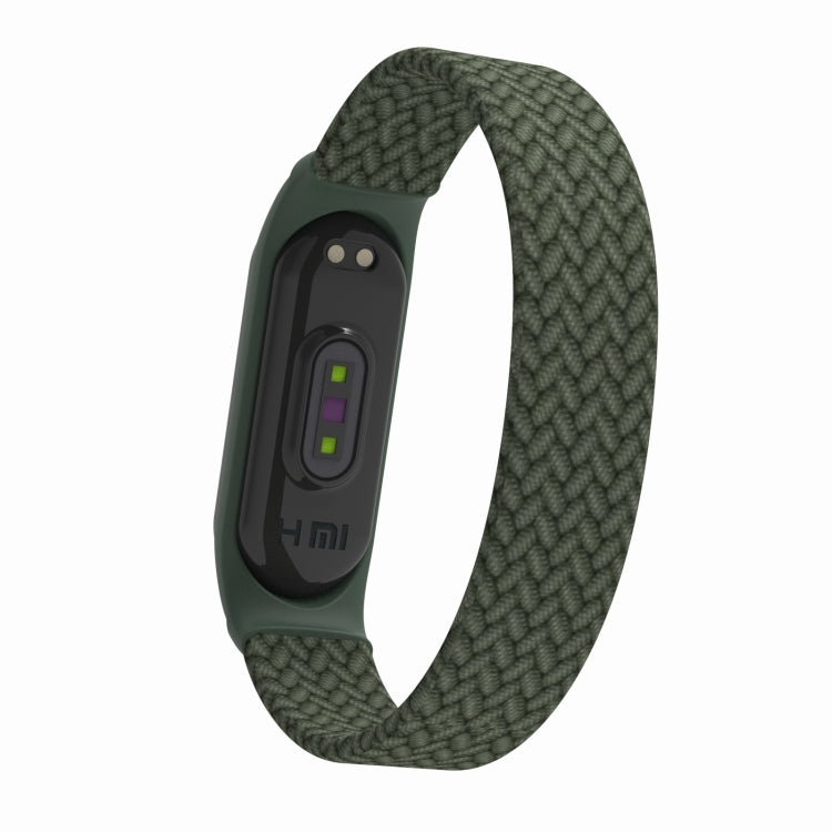 For Xiaomi Mi Band 5 / 4 / 3 / Huami Single Lap Braided Yarn + TPU Wrist Strap Watch Band, Size:L(Dark Green) - Watch Bands by buy2fix | Online Shopping UK | buy2fix