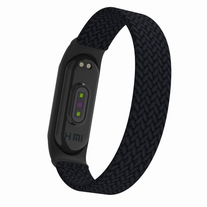For Xiaomi Mi Band 5 / 4 / 3 / Huami Single Lap Braided Yarn + TPU Wrist Strap Watch Band, Size:L(Black) - Watch Bands by buy2fix | Online Shopping UK | buy2fix