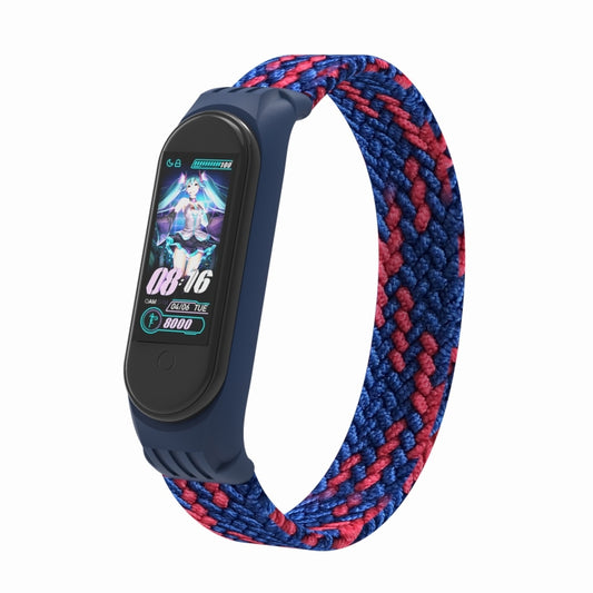For Xiaomi Mi Band 5 / 4 / 3 / Huami Single Lap Braided Yarn + TPU Wrist Strap Watch Band, Size:L(Blue + Red) - Watch Bands by buy2fix | Online Shopping UK | buy2fix