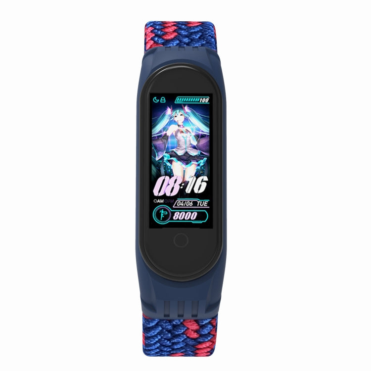 For Xiaomi Mi Band 5 / 4 / 3 / Huami Single Lap Braided Yarn + TPU Wrist Strap Watch Band, Size:L(Blue + Red) - Watch Bands by buy2fix | Online Shopping UK | buy2fix