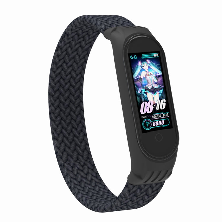 For Xiaomi Mi Band 5 / 4 / 3 / Huami Single Lap Braided Yarn + TPU Wrist Strap Watch Band, Size:L(Charcoal) - Watch Bands by buy2fix | Online Shopping UK | buy2fix